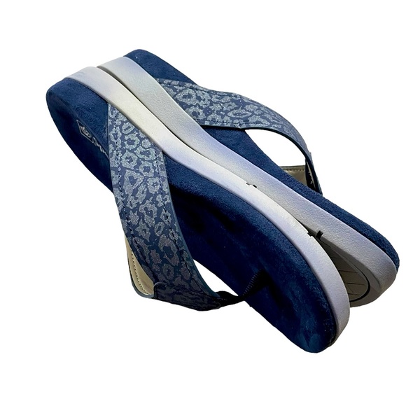 Spenco Newport Size 5B Navy Blue Cheetah Print Orthotic Sandals Flip Flops - Picture 5 of 8